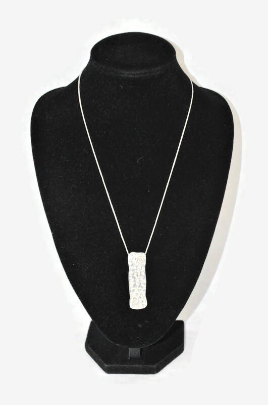 Silver Tone Chain Bar Necklace Rectangular Pendan… - image 3