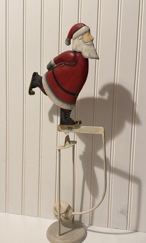 Santa Skate Christmas Skating Pendulum  Balance Sky Hook Metal Toy VTG