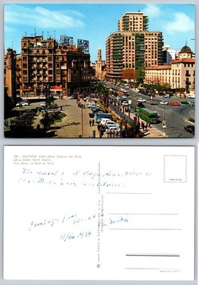 Vintage 1974 Valencia Spain Calle Jativa North Station Postcard
