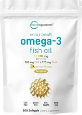 Micro Ingredients Extra Strength Omega 3 Fish Oil Supplements 1,000mg Per Servin