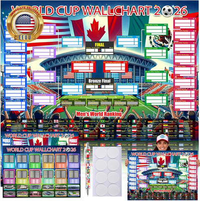 World Cup Schedule Poster 2026&Final round 48-Team Collection Showcase,2Pcs Func