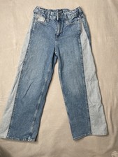 Gap Kids High Rise Wide-Leg Ankle Jeans adjustable waist Two-toned Sz 12