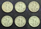 Lot of 6 Liberty Walking Half Dollars 1942, 1943, 1944, (2) 1945, 1917