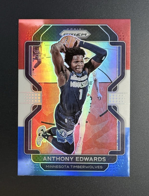 Panini 2021-22 Prizm Anthony Edwards Red White & Blue Prizm #37 Timberwolves