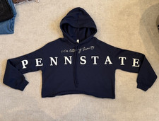 Penn State Crop Hoodie, Navy Blue, Women's Size Medium, Bella Canvas