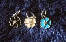3 Different Color Stainless Steel And 1 CZ Flowers Charms DIY (Black, Off...