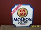VINTAGE MOLSON GOLDEN BEER SIGN  "ON TAP SINCE 1786"  CARDBOARD  ~ NOS ~ 11"X10"