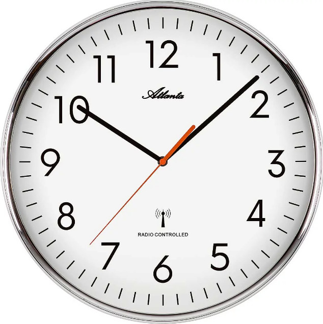 Pendule murale argentée Atlanta PR4499/0 avec mécanisme quartz silencieux