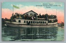 Steamer Gypsy ~ St. Petersburg PASS A GRILLE Linen Tampa Bay Antique 1910s