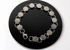 BRACELET BLANKS Forms ~ 13 Round PADS  Stainless Steel  8" Long  ~ Disk + Loop