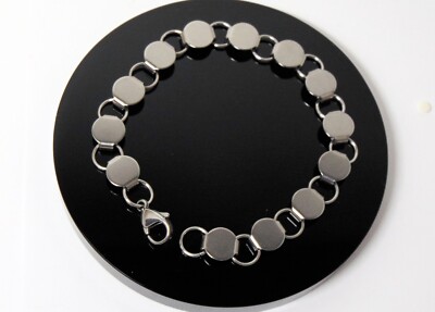 BRACELET BLANKS Forms ~ 13 Round PADS  Stainless Steel  8'' Long  ~ Disk + Loop