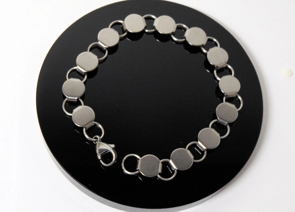ARMBAND ROHLINGE Formen ~ 13 runde PADS Edelstahl 8" lang ~ Scheibe + Schlaufe - Bild 1 von 4