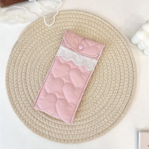 Solid Color Glasses Bag Coin Purse Sunglasses offres Storage Quilted Love Lipstick -wf
