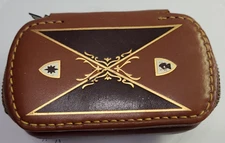 Hickok Valet Vtg Clothes Shoe Brush Brown Genuine Cowhide Leather Zipper Case