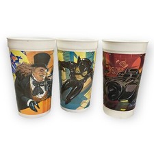 Vintage Lot Of 3 1992 Batman Returns McDonald's Collector Cups Catwoman Penguin