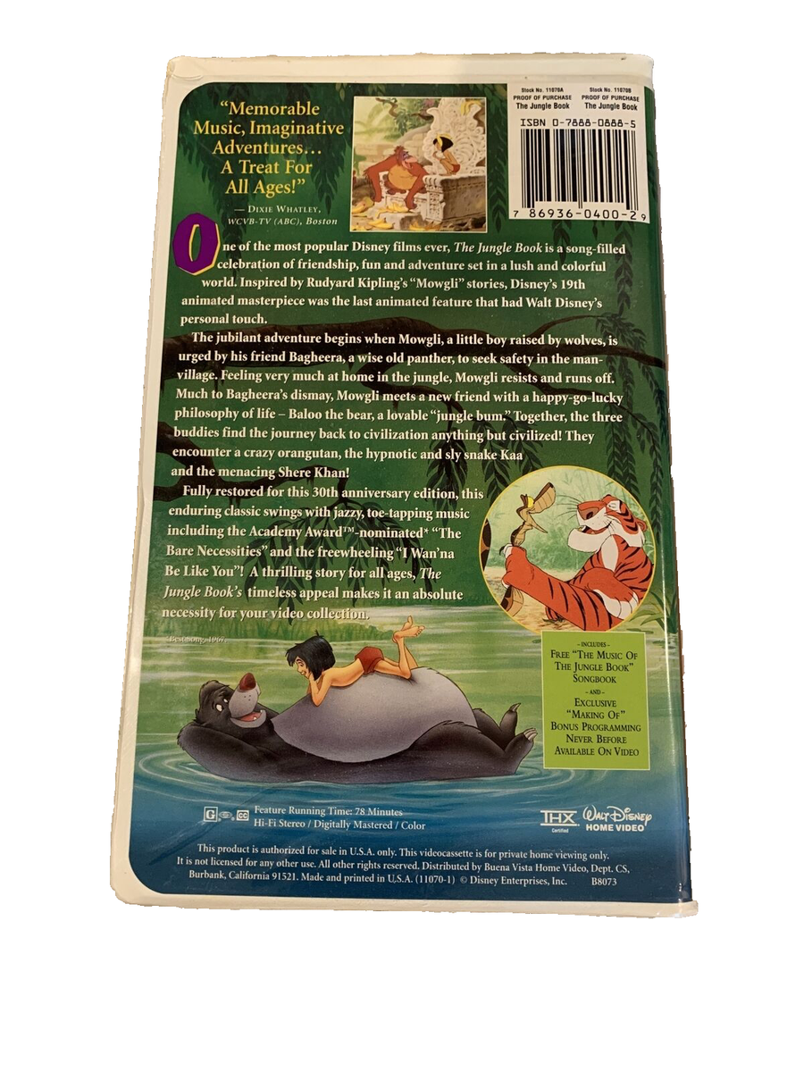 The Jungle Book (VHS, 1997, 30th Anniversary Limited Edition