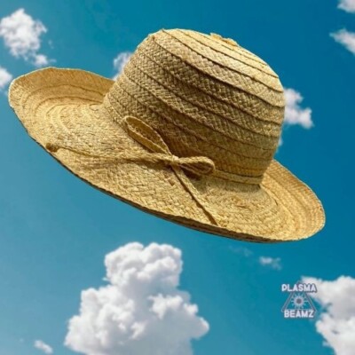 Vintage Liz Claiborne Tan Straw Raffia Wide Rolled Brim Summer