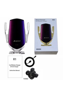 R1 Automatic Clamping 10W Wireless Charger Car Holder Smart Infrared Sensor Qi G