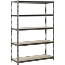 Muscle Rack 48" W x 18" D x 72" H 5-Shelf Steel Freestanding Shelves, Silver-Vei