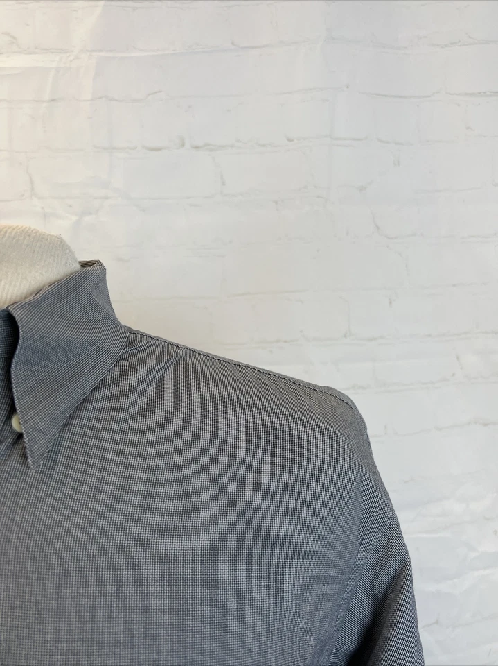 Camisa de vestir Valentino para hombre gris negra a cuadros de algodón 15,5 - 32/33 $395 Foto 2 de 4