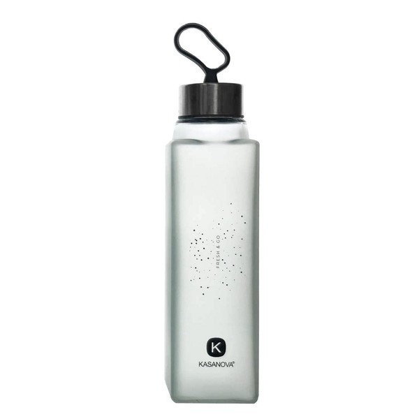 Glas Wasserflasche 420Ml Grau Trinkflasche Mit Silikonschlaufe Glasflasche-image