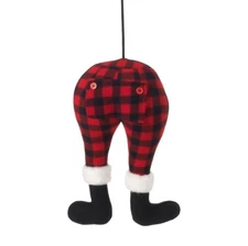 RAZ Imports~Christmas Buffalo Plaid Check Santa/Elf Butt & Legs~Tree/Pick/Stick