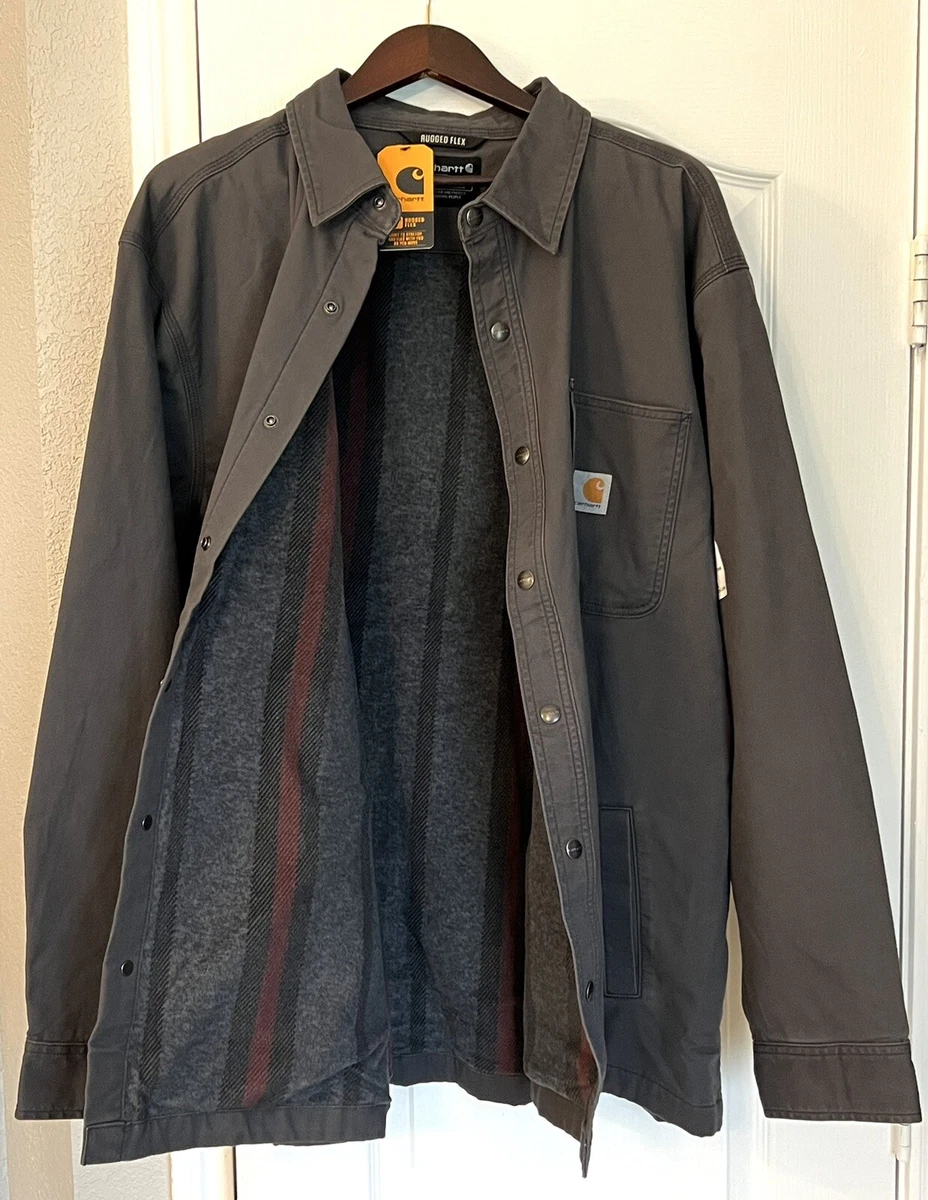 Carhartt Rugged Flex Canvas Fleece Lined Work Shirt Jacket Men