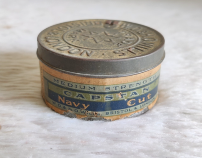 capstan tobacco tin value 1940s Vintage Capstan Navy Cut Tobacco Advertising Tin Box London Round  TIN187