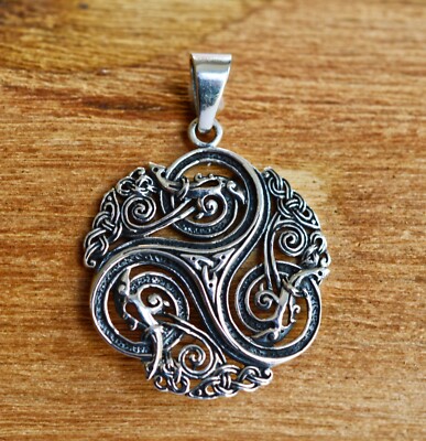 Sterling Silber 925 Keltischer Triskele Anhänger!!        Neu!!