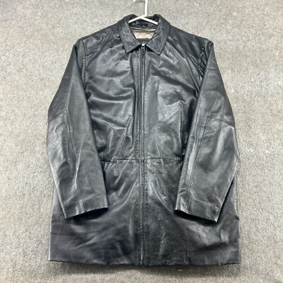 Wilsons Leather Jacket Mens XLT Black Thinsulate Genuine Long Coat Pelle Studio
