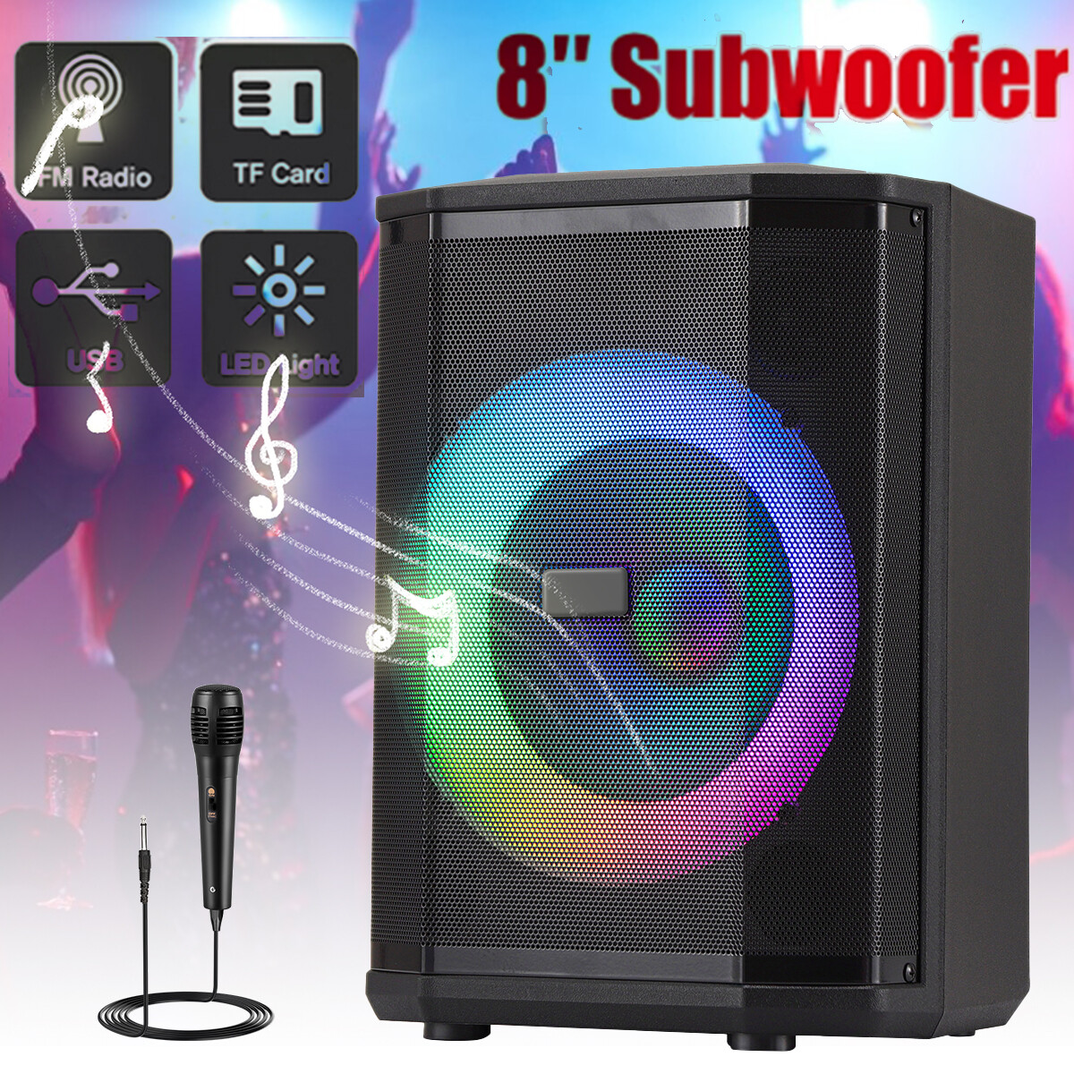 8-Inch Bluetooth Speaker with Powerful Sound Tiltable Design & 3 Mic for Clear Audio