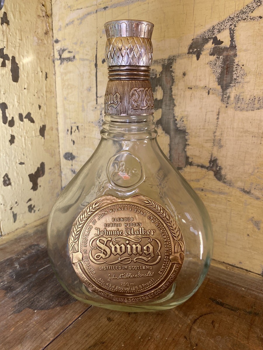 Vintage 70s Johnnie Walker Swing Scotch Whiskey Empty Bottle