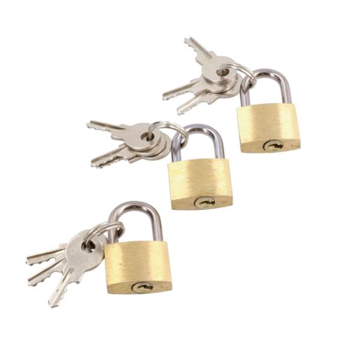 20mm Mini Brass Padlock Set for Suitcases Luggage Rucksacks Tents with Keys - Picture 1 of 10