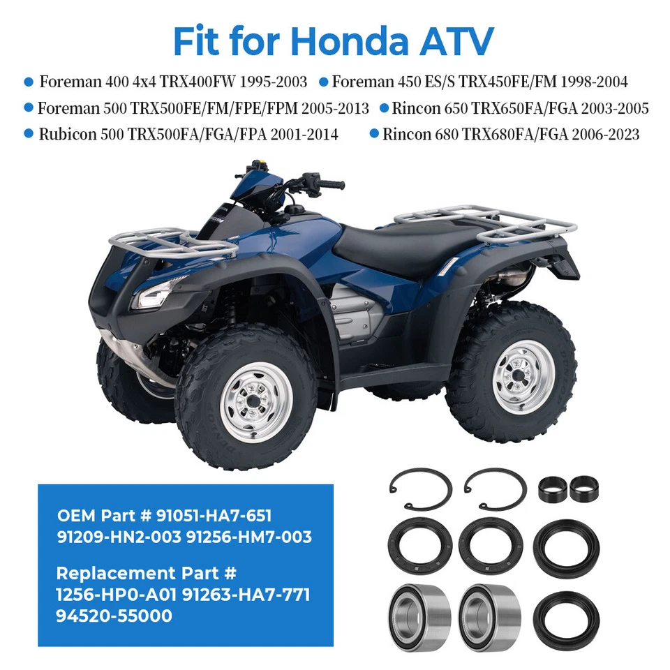 Front Wheel Bearing & Seals for Honda Foreman Rubicon 400 450 500 Rincon 650 680 - Image 2 of 4