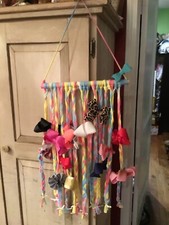 LOT OF 15 Girl's HAIR-BOWS Random Colors, Including Handmade Holder