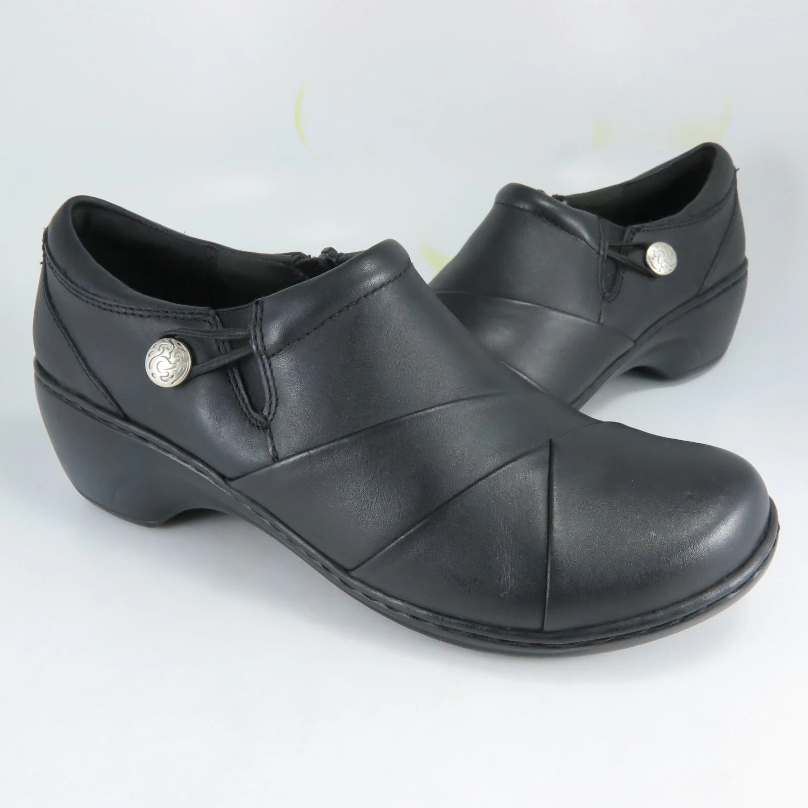 Mocassini Clarks GENETTE LOOP donna taglia 8M neri in pelle con zip laterale shooties