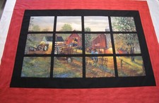 Patchwork Quilt Top "Heartland Window" PIECED Sofa,Wall,Lap 56X42 USA Homemade