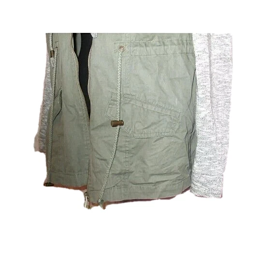 $88 CHAQUETA CON CAPUCHA CHARLOTTE RUSSE PEQUEÑA VERDE GRIS 4 Bolsillos Cremallera Top PRO LIMPIO Foto 3 de 4
