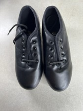 Bokimd Unisex Sized 3Y Black Pleather Lace Up Tap Shoes Youth