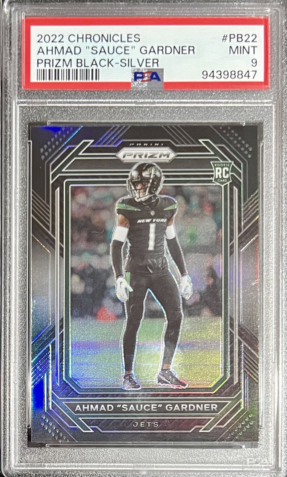 2022 Chronicles Prizm Black #PB22 Silver Sauce Gardner Rookie RC PSA 9 MINT