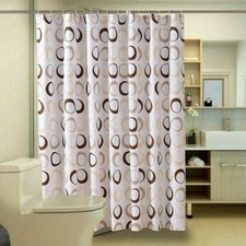 Waterproof Shower Curtain Polyester Fabric Bath Curtains Mould Proof Hooks