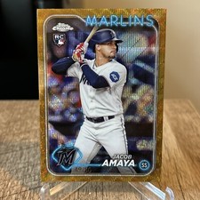 Jacob Amaya 2024 Topps Chrome Rookie Gold Wave  #’d /50 SP #92 Marlins