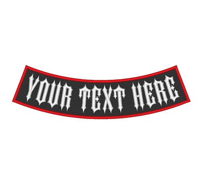 Custom Embroidered Top And Bottom Rocker Ribbon Patch Biker Mc Aufnäher