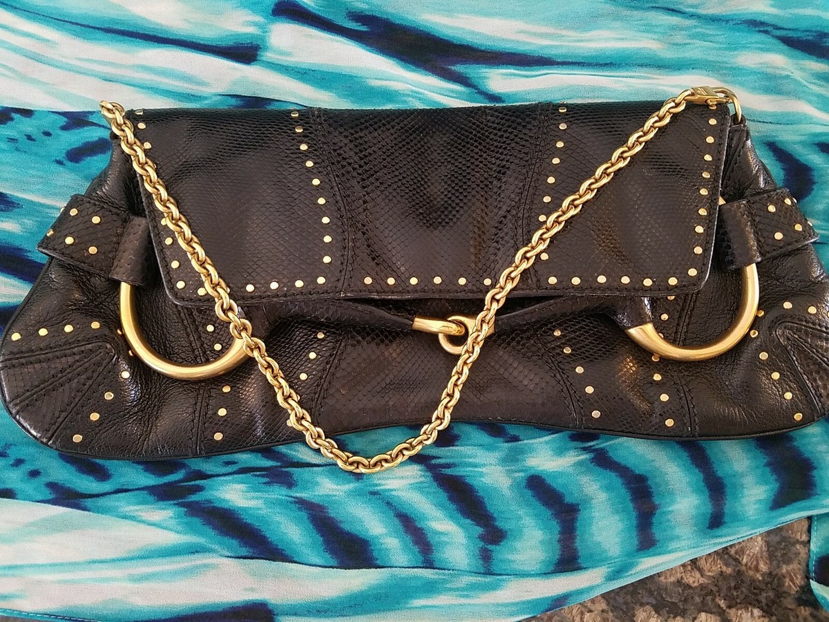 Gucci Tom Ford Monogram Horsebit Chain Clutch Bag