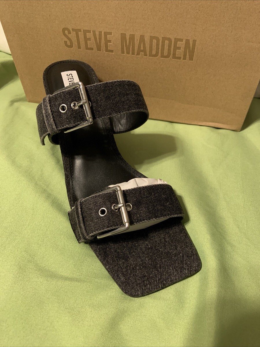 Steve Madden【新作SALE☆】Menna Buckle Denim サンダル Steve Madden Ladies Menna Buckle Denim Sandals Size 10 | eBay