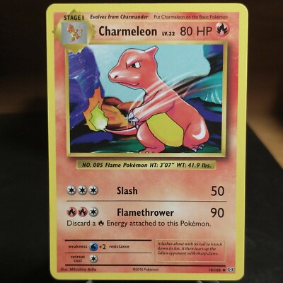 2016 charmeleon pokemon card - XY - Evolutions [REVERSE HOLO] [1RR] Flamethrower (90) Discard a Fire Energy attached to this Pokemon Charmeleon 8/68 - Hidden Fates