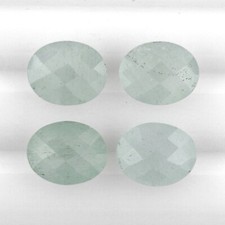 AQUAMARINE 10x8MM OVAL CUT CHECKERBOARD TOP MOON GLOW TREATED 1 PIECE F-3545