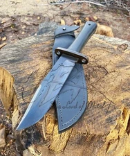 UBR CUSTOM HANDMADE HIGH CARBON STEEL HUNTING BOWIE KNIFE WITH LEATHER SHEATH
