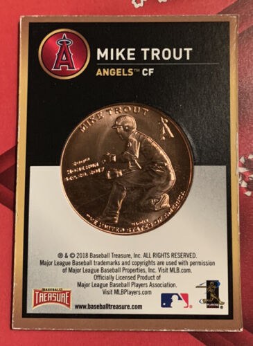 Mike Trout - Angels - 2018 Baseball Treasure Coin Card 1 Oz Copper Round Bullion - Picture 2 of 2