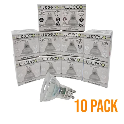 10 pack Luceco 5W 4000K Neutral White 370 lumens GU10 non-dimmable LED bulbs